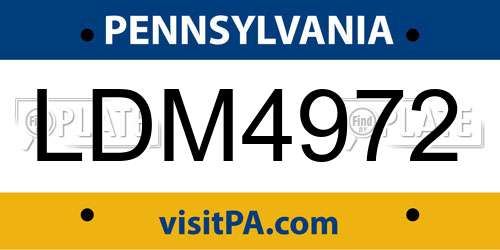 LDM4972 Pennsylvania License Plate