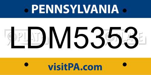 LDM5353 Pennsylvania License Plate