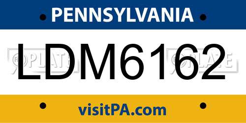 LDM6162 Pennsylvania License Plate