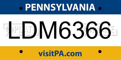LDM6366 Pennsylvania License Plate