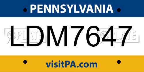 LDM7647 Pennsylvania License Plate