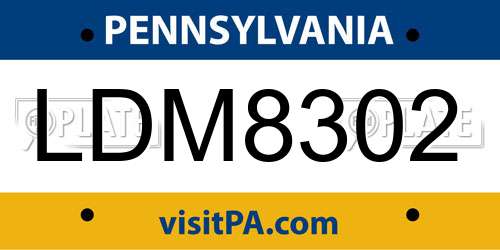 LDM8302 Pennsylvania License Plate