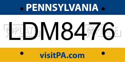 LDM8476 Pennsylvania License Plate