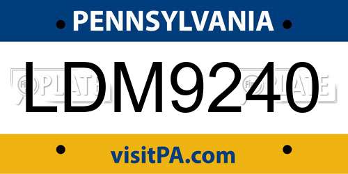 LDM9240 Pennsylvania License Plate