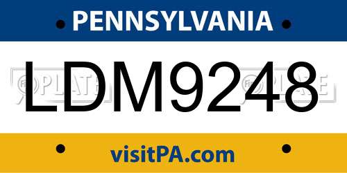LDM9248 Pennsylvania License Plate