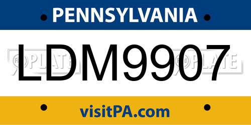 LDM9907 Pennsylvania License Plate