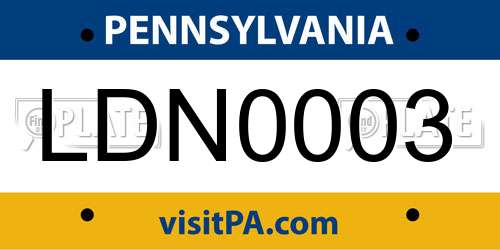 LDN0003 Pennsylvania License Plate