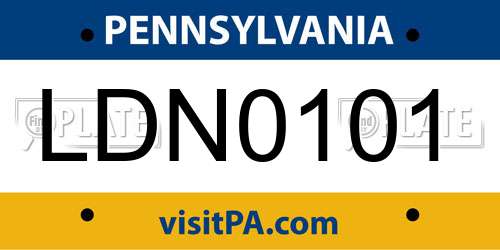 LDN0101 Pennsylvania License Plate