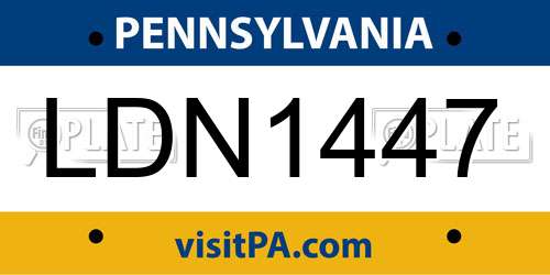 LDN1447 Pennsylvania License Plate