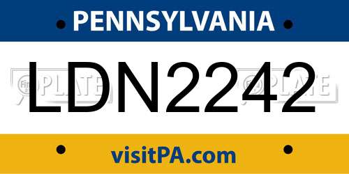 LDN2242 Pennsylvania License Plate