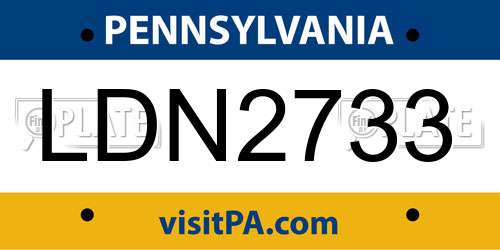 LDN2733 Pennsylvania License Plate