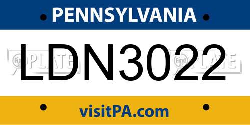 LDN3022 Pennsylvania License Plate