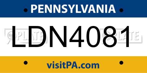LDN4081 Pennsylvania License Plate
