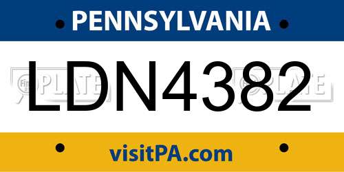 LDN4382 Pennsylvania License Plate