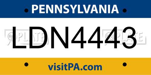 LDN4443 Pennsylvania License Plate