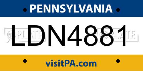 LDN4881 Pennsylvania License Plate