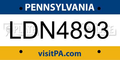 LDN4893 Pennsylvania License Plate