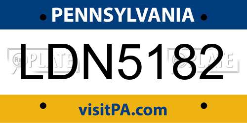 LDN5182 Pennsylvania License Plate