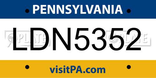 LDN5352 Pennsylvania License Plate