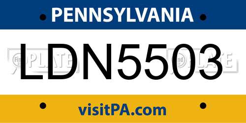 LDN5503 Pennsylvania License Plate