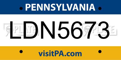 LDN5673 Pennsylvania License Plate