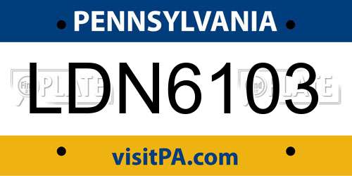 LDN6103 Pennsylvania License Plate