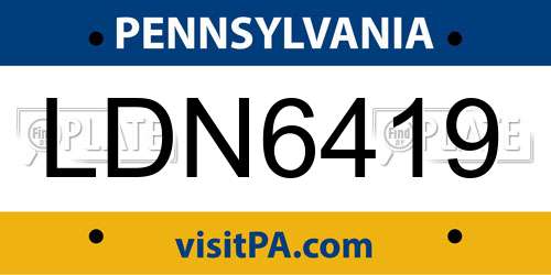 LDN6419 Pennsylvania License Plate