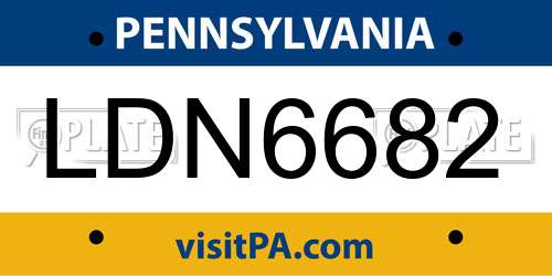 LDN6682 Pennsylvania License Plate