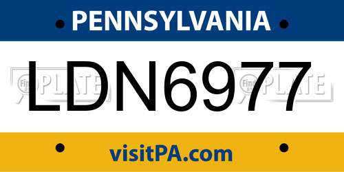 LDN6977 Pennsylvania License Plate