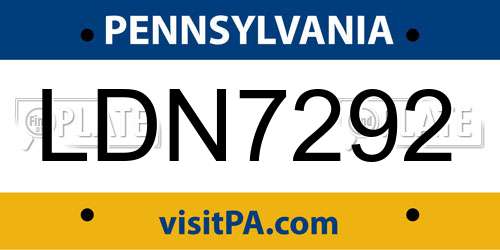 LDN7292 Pennsylvania License Plate