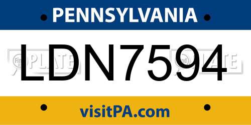 LDN7594 Pennsylvania License Plate