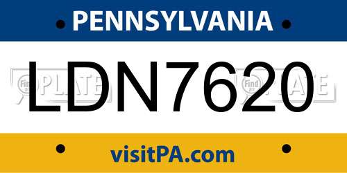 LDN7620 Pennsylvania License Plate