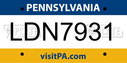LDN7931 Pennsylvania License Plate