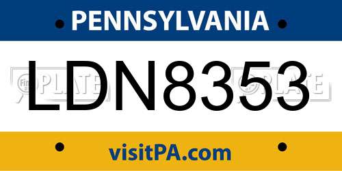 LDN8353 Pennsylvania License Plate