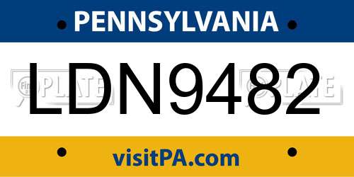 LDN9482 Pennsylvania License Plate