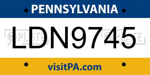 LDN9745 Pennsylvania License Plate