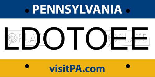 LDOTOEE Pennsylvania License Plate