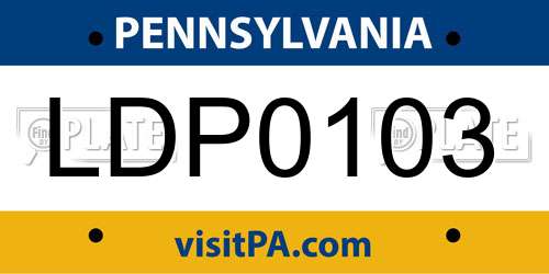 LDP0103 Pennsylvania License Plate