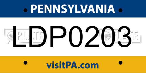 LDP0203 Pennsylvania License Plate