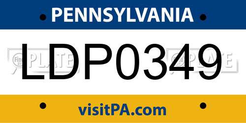 LDP0349 Pennsylvania License Plate