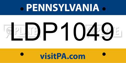 LDP1049 Pennsylvania License Plate