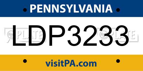 LDP3233 Pennsylvania License Plate