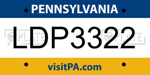 LDP3322 Pennsylvania License Plate