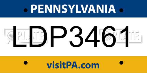 LDP3461 Pennsylvania License Plate