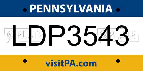 LDP3543 Pennsylvania License Plate