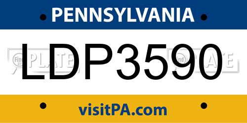 LDP3590 Pennsylvania License Plate