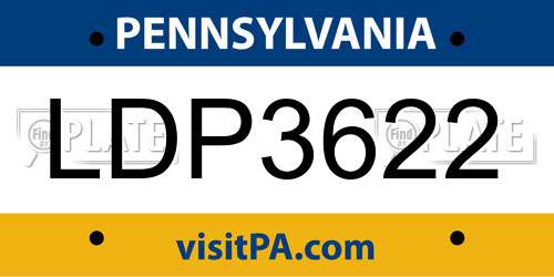 LDP3622 Pennsylvania License Plate