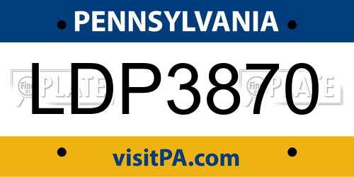 LDP3870 Pennsylvania License Plate