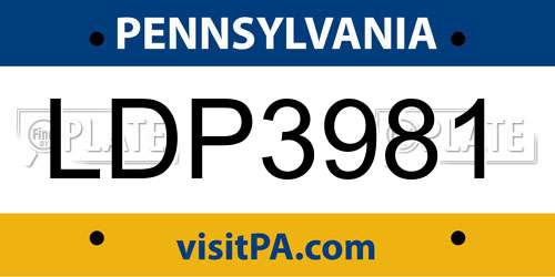 LDP3981 Pennsylvania License Plate