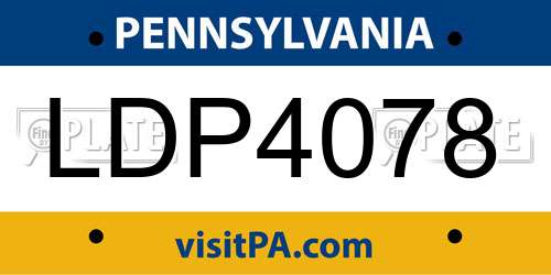 LDP4078 Pennsylvania License Plate